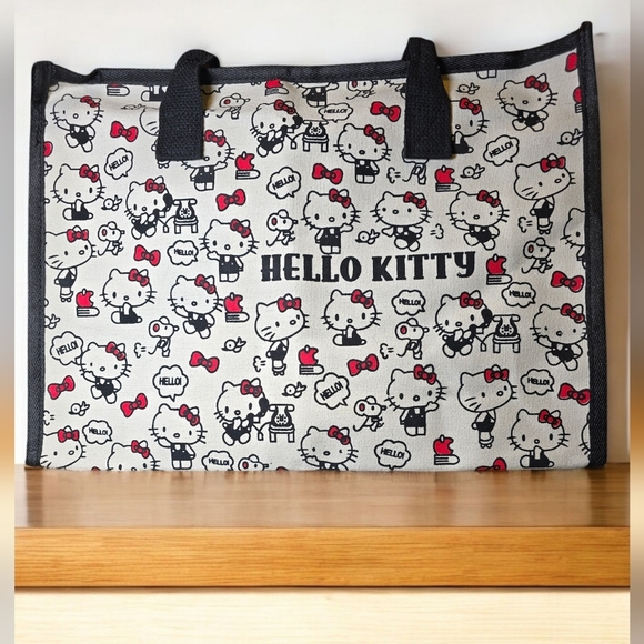 Hello Kitty Black, Red, and White Canvas Tote Bag - Picture 1 of 8